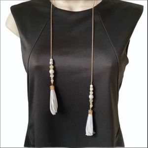 Loft lariat fringe necklace